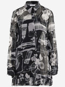 Off White Silk Dress With Graphic Print