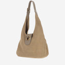Borsa hobo mini in pelle scamosciata mini rosa con logo