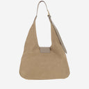 Borsa hobo mini in pelle scamosciata mini rosa con logo