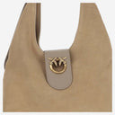 Borsa hobo mini in pelle scamosciata mini rosa con logo