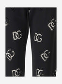 Dolce & Gabbana Cotton Blend Jersey Pants With Cut Out Embroidery Dg