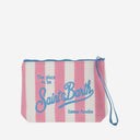 Mc2 Saint Barth Fabric Clutch Bag With Striped Pattern