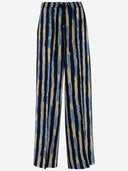 Pinko Viscose Twill Pants With Striped Pattern