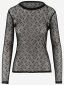 Pinko Monogram Transparent Lace Long Sleeve Sweater