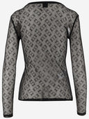 Pinko Monogram Transparent Lace Long Sleeve Sweater