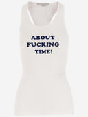 스텔라 맥 카트 니 스트레치 면화 탱크 탑 슬로건 프린트