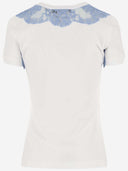 Dolce & Gabbana Jersey T -shirt met kantinzetstukken en DG -logo