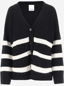 Allude cardigan fatto di miscela di lana con motivo a strisce
