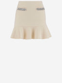 Self Portrait Viscose Blend Knit Mini Skirt With Crystals