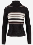 Alto Milano Wool Blend Pullover With Striped Pattern