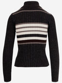 Alto Milano Wool Blend Pullover With Striped Pattern