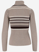 Alto Milano Wool Blend Pullover With Striped Pattern