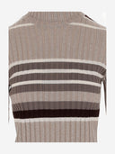 Alto Milano Wool Blend Pullover With Striped Pattern