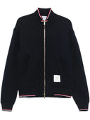 Thom Browne Oversized Funnel Neck Zip Up Jacket W/ Rwb Tipping Stripe In Chunky Loopback