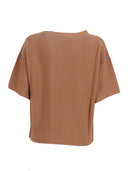 Maxi T Shirt Fabiana Filippi In Lana Cotone Punto Links Lurex Colore Vimini