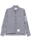 Thom Browne Utility Shirt With Patch Pocket In 4 Bar Gingham Check Flannel