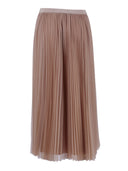 Fabiana Filippi Gonna Ampia In Tulle Plisse' Con Cinta In Maglia Color Acero