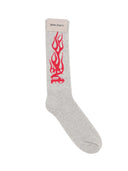 Palm Angels Flames Jacquard Socks Grey Melange Red