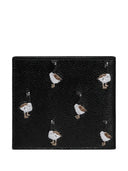 Thom Browne Billfold W/ Goose Half Drop Embroidery In Pebble Grain Leather