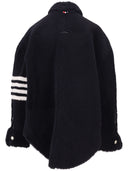 Thom Browne Supersized Shirt Jacket W/ 4 Bar In Dyed Shearling