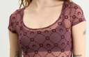 Marine Serre Moonogram Mesh Flock Ss Roundneck Top