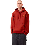 Felpa con cappuccio rossa Carhartt Wip American Script Oxide