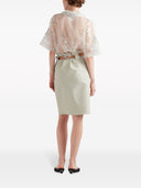 Prada Floral Embroidered Short Sleeved Sheer Shirt