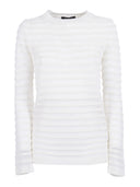 Fabiana Filippi Maglia Scollo Barca In Paillettes,Righe Filato Organzato Color Bianco