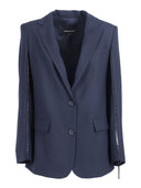Fabiana Filippi Giacca Over Con Coulisse Dietro In Frescolana Color Blu Notte