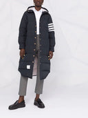 Thom Browne Down Filled Below Knee Hooded Shirtdress W/ 4 Bar In Military Ripstop