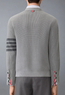Thom Browne Garment Dye Cardigan Stitch V Neck Cardigan In Cotton W/ Tonal 4 Bar Stripe