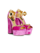 Sandales à talons cristales en velours Dolce & Gabbana