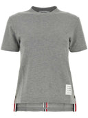 Thom Browne Relaxed Fit Short Sleeve Tee W/ Center Back Rwb Stripe In Classic Pique