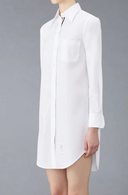 Thom Browne Thigh Length Point Collar Shirtdress W/ Rwb Grosgrain Placket In Solid Poplin