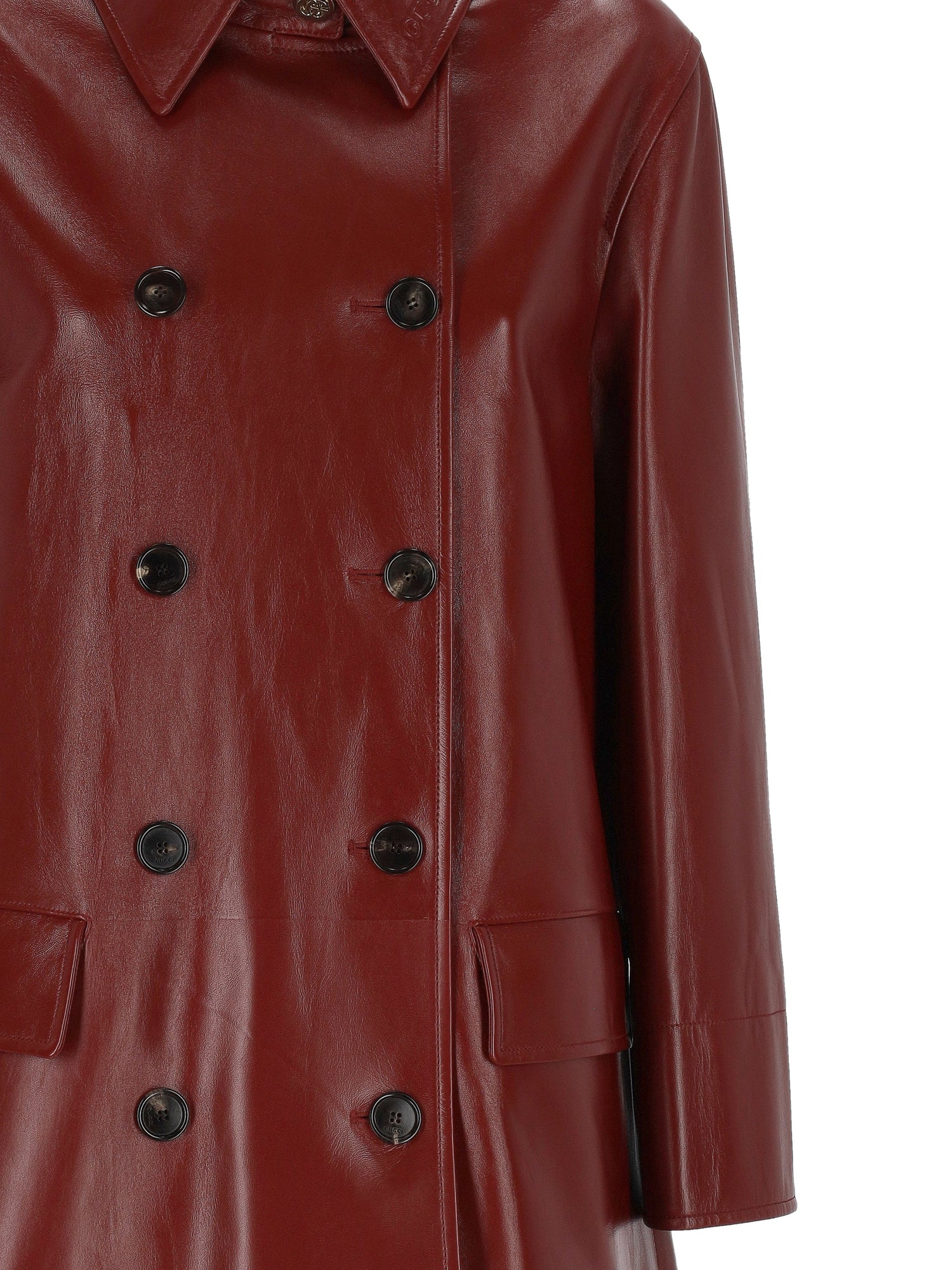 Trench Coat Gucci Red Leather Jacket GUCCI Gg Embossed Leather