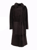 Diego M Cappotto In Montone Nappato Con Inserti Laserati Sul Collo