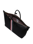 Thom Browne Soft Duffle Bag W/ Rwb Stripe In Pebble Grain Leather