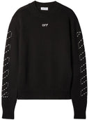 Off White Crew Neck -Pullover mit Pfeilstickereien