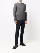 Thom Browne Crew Neck Sweater With 4 Stripe Detail