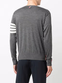 Thom Browne Crew Neck Sweater With 4 Stripe Detail