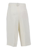 Fabiana Filippi Bermuda Ampio Con Pinces In Fluido Viscosa Lino Color Burro