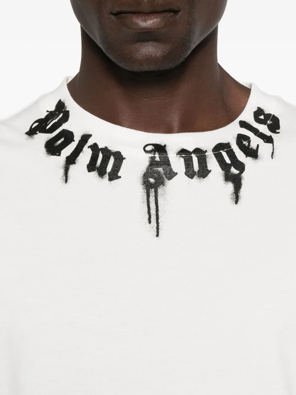 Palm Angels Neck Logo Reg T-shirt gebroken wit zwart