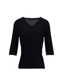 La Rose La Rose V Neck Cash/Silk Blue Navy