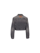 Marine Serre Moon Laser Grey Wash Denim Cropped Jacket