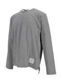 Thom Browne Oversized Long Sleeve Tee W/ Rwb Knit Trim In Medium Weight Jersey