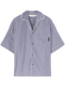 Palm Angels Curved Logo Print Striped Shirt