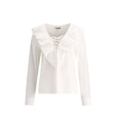 Ganni Cotton Ruffle Blouse