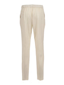 Fabiana Filippi Pantalone Jogging Con Pinces In Frescolana E Filo Diamante Color Burro