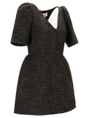 Shushu Tong jurk met V-hals en mid-mouwen met strik