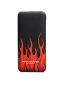 Vision Of Super Black Powerbank With Red Flames And White Logo